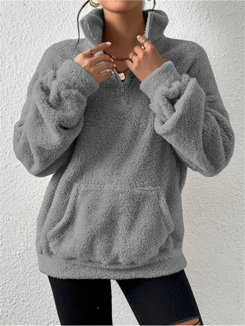 Velvet Stand Collar Sweater for Autumn and Winter