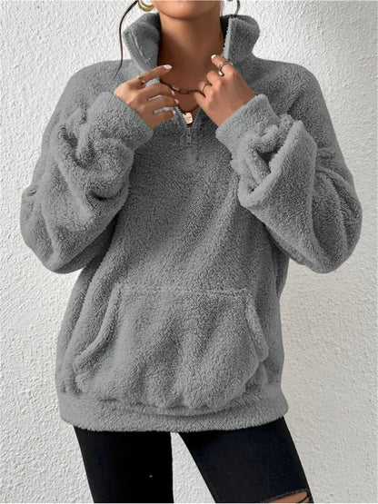 Velvet Stand Collar Sweater for Autumn and Winter