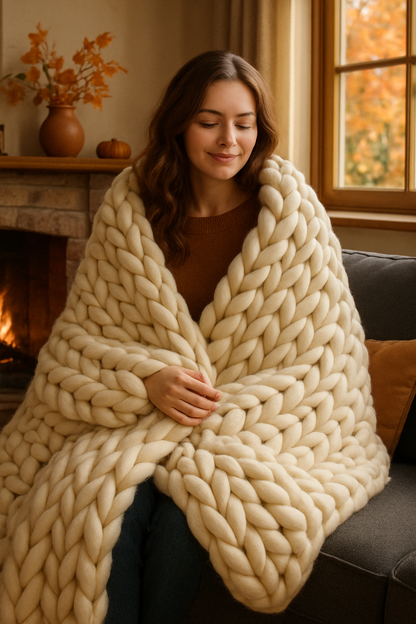 Weighted Knitted Wool Blanket