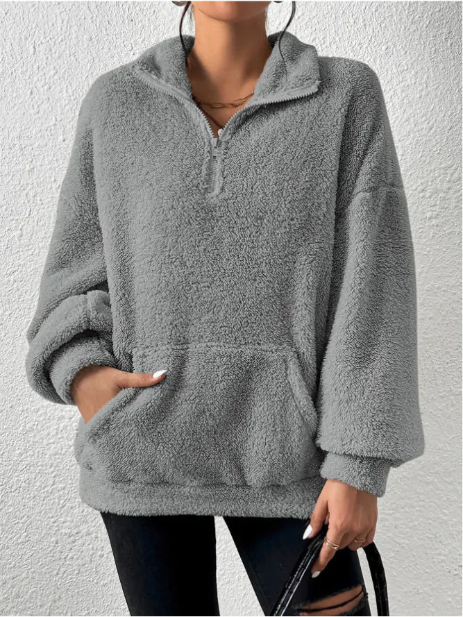 Velvet Stand Collar Sweater for Autumn and Winter