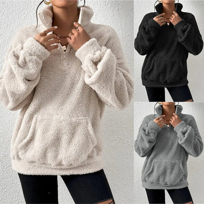 Velvet Stand Collar Sweater for Autumn and Winter