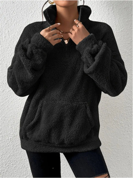 Velvet Stand Collar Sweater for Autumn and Winter
