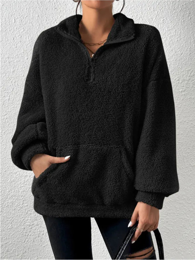 Velvet Stand Collar Sweater for Autumn and Winter